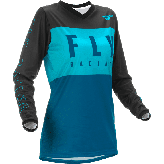 Fly Racing F-16 Youth Girls Jersey - 2022 Model - Aqua/Dark Teal/Black - YLG