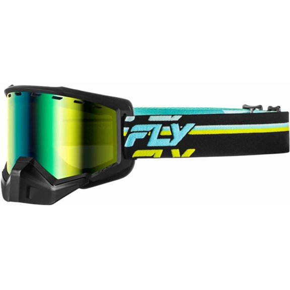 Fly Racing Focus Snow Goggles (One Size Fits Most, Green/Black / Green Mirror/Amber Lens)