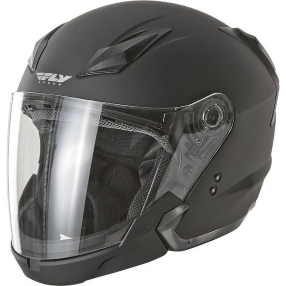 Fly Racing Tourist Solid Open Face Helmet Flat Black Md F73-8101~3
