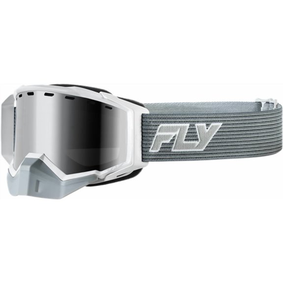 Fly Racing Zone Elite Snow Goggles (One Size Fits Most, Gray/White / Mirror Polarized Smoke Lens)