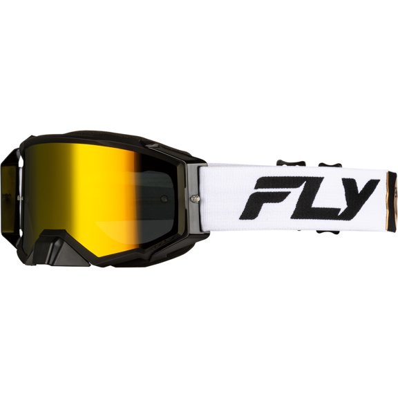 Fly Racing Zone Pro Goggles (One Size Fits Most, White/Black/Gold / Gold Mirror/Smoke Lens)