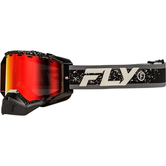 Fly Racing Zone Snow Goggles (One Size Fits Most, Black/Gray / Red Mirror/Amber Lens)