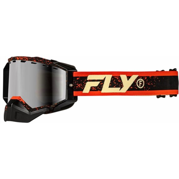 Fly Racing Zone Snow Goggles (One Size Fits Most, Black/Red/Cream / Red Mirror/Amber Lens)