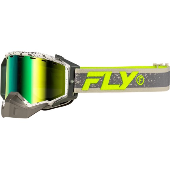 Fly Racing Zone Snow Goggles (One Size Fits Most, Gray/Hi-Vis / Green Mirror/Yellow Lens)