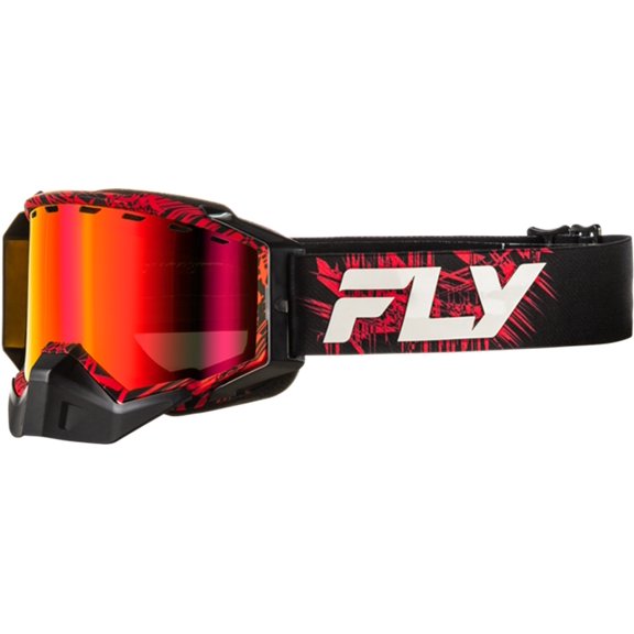 Fly Racing Zone Snow Goggles (One Size Fits Most, Red/Black / Red Mirror/Amber Lens)