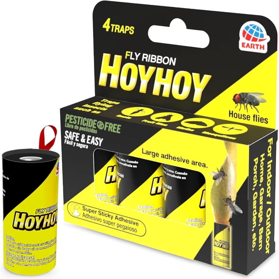 Fly Ribbon 4 Traps (1 Pack) - Multi-Insect Catcher for Home & Garden, Super Sticky, Long Lasting