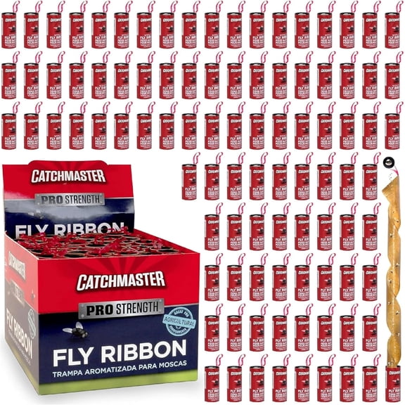 Fly Ribbon 96-Pack Bug & Fruit Fly Traps Outdoor and Indoor Premium Adhesive Sticky Fly Strips & Gnat Hanging Strips Bulk Flying Insect Paper Rolls Pesticide-Free Home Pest Control
