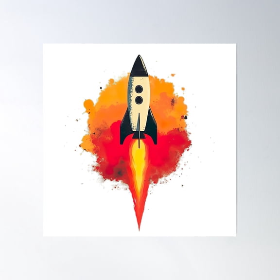 Fly Rocket Poster Wall Art, Modern Wall Decor For Living Room Bedroom, 17x17 UNFRAMED