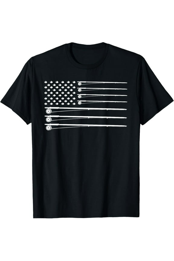 Fly Rod Fishing American Flag T-Shirt T-Shirt