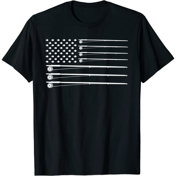 Fly Rod Fishing American Flag T-Shirt