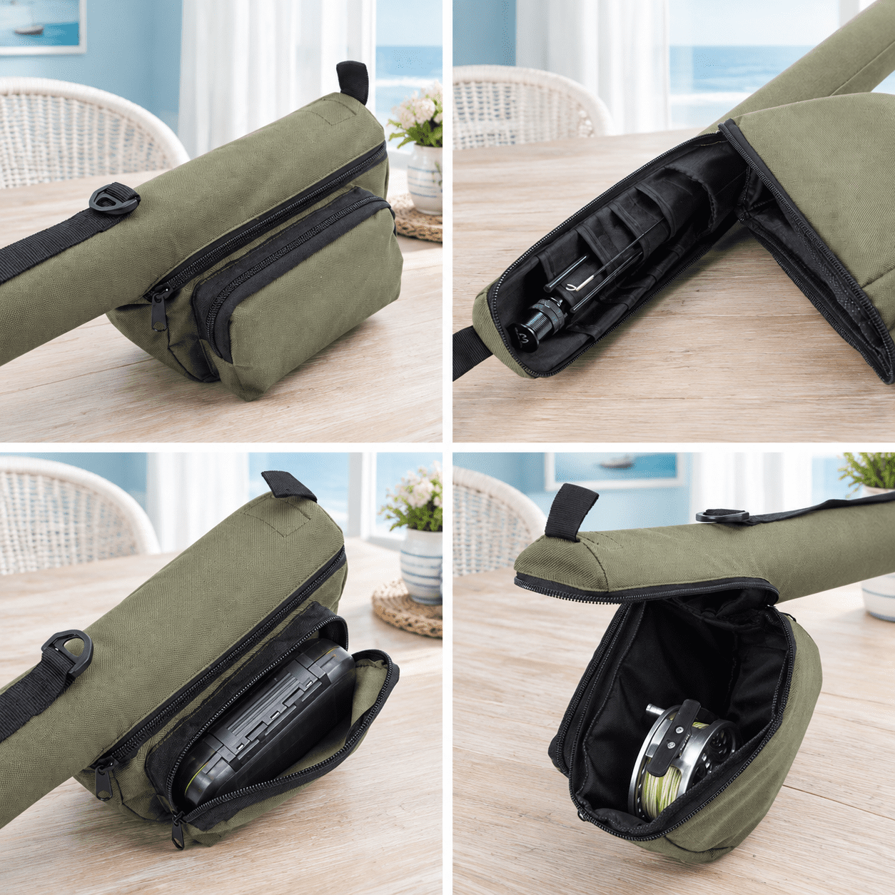 Fly Rod and Reel Case - Green, For 9ft 4-section Fly Rod (Length: 30.7 ...