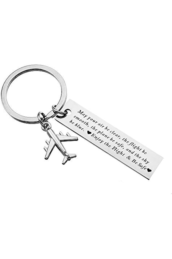 Fly Safe Pilot Keychain Gifts for Women Men May Your Air be Clear Key Chain for Grandson Daughter Flight Attendant Staff Fly Safe Gift for Friends Traveling Gifts Key Rings