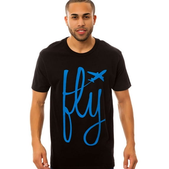 Fly Society Mens The Airplane Fly Graphic T-Shirt, Black, Small