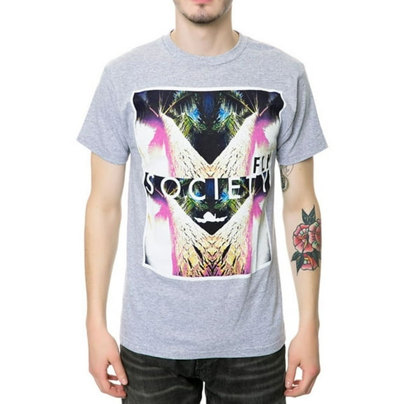 Fly Society Mens The Double Vision Graphic T-Shirt, Grey, Small