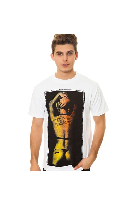 Mens The Down 4 Life Graphic T-Shirt, White, Large