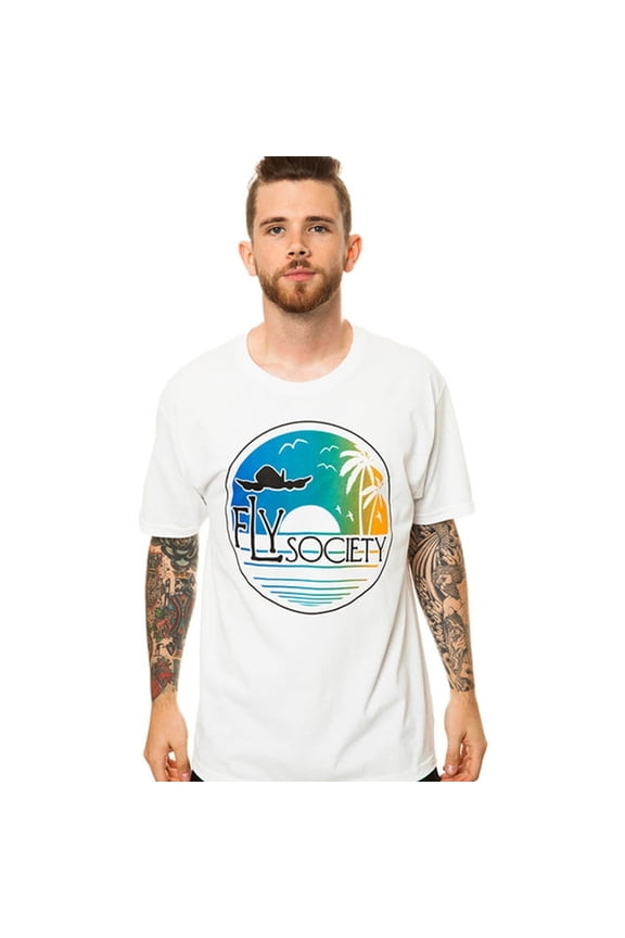 Mens The Fly Life Graphic T-Shirt, White, X-Large