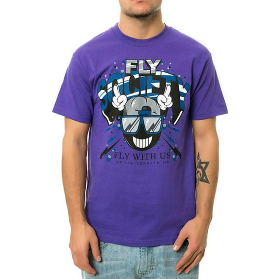 Fly Society Mens The Fly With Us Graphic T-Shirt, Purple, Small