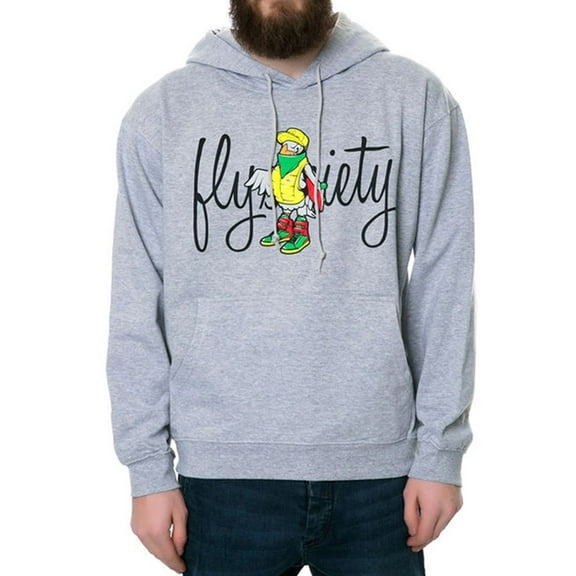 Fly Society Mens The For The Birds Hoodie Sweatshirt, Grey, Large
