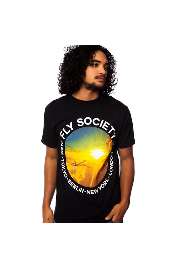 Mens The Frequent Flyer Graphic T-Shirt, Black, Small