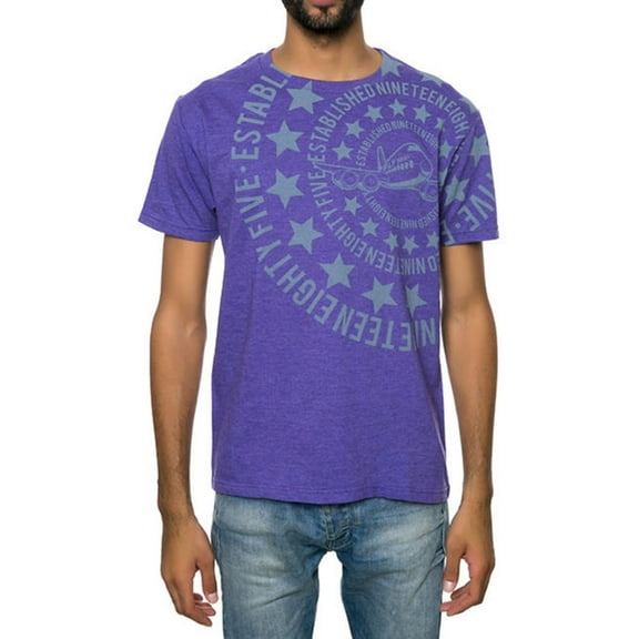 Fly Society Mens The Redline Graphic T-Shirt, Purple, Small