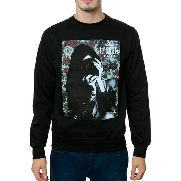 Fly Society Mens The Say Cheese Sweatshirt, Black, X-Large