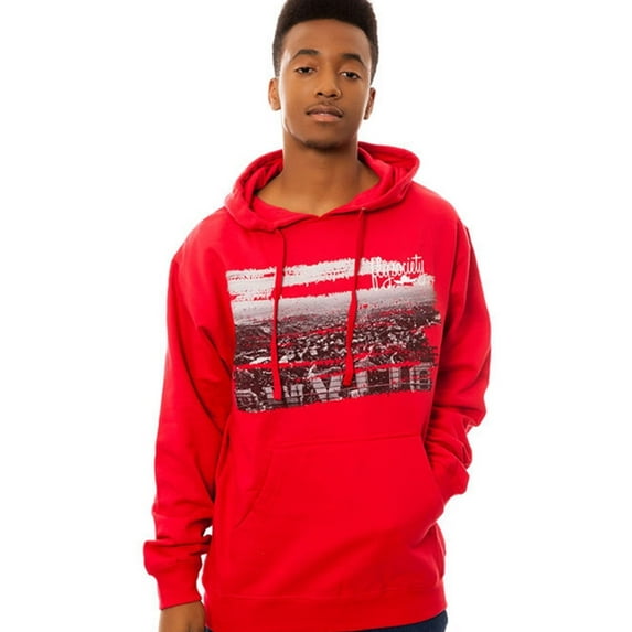 Fly Society Mens The Skyline Hoodie Sweatshirt, Red, Large