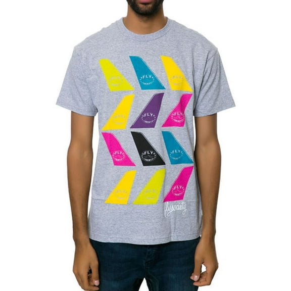 Fly Society Mens The Wingman Graphic T-Shirt, Grey, Large
