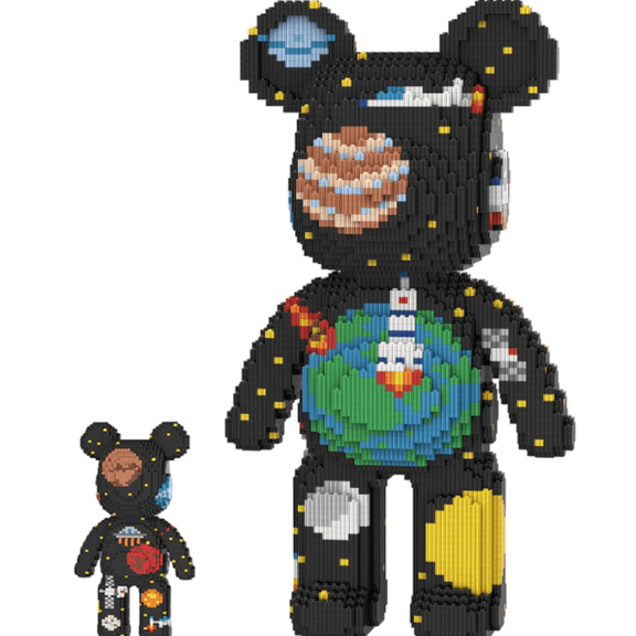 Fly The Space Bear Building Blocks Set,Cute Bear Decor with Storage Drawer , Gift for Birthdays, Decorative Home Office Table Centerpiece Decor, 5800 Pieces