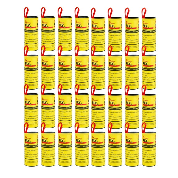 Fly Strips Indoor Sticky Hanging, Fly Trap Sticky, Sticky Fly Traps, Insect Traps Indoor, Pest Control Traps, 32 In Extended, 32 Pc, Yellow, Residential Home Use