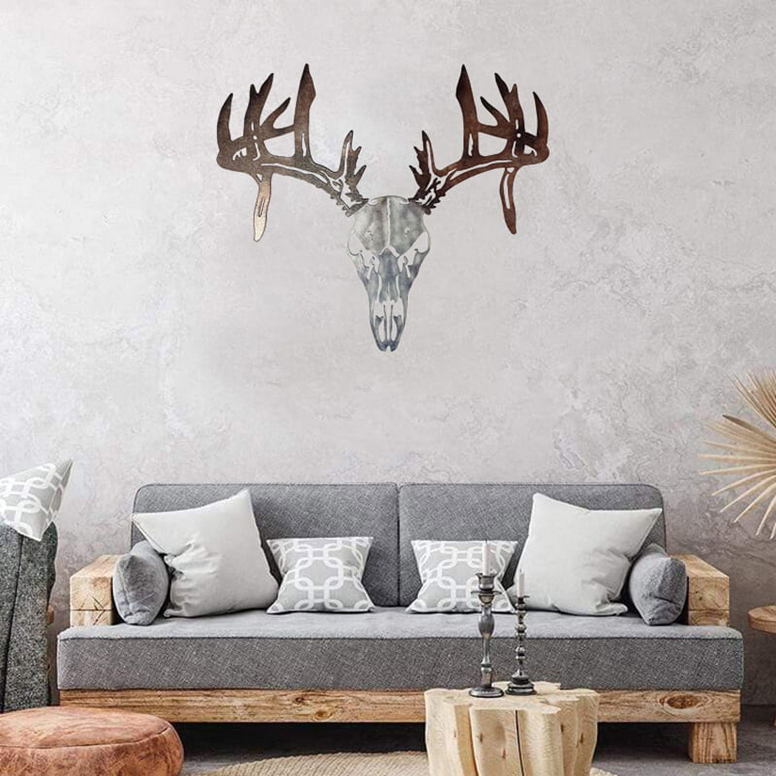Fly Sunton Deer Head Bow Hook Metal Wall Hanging Suitable for Living Room  Office Wall Decoration Ornaments(Deer Head Bow A (double Hook),S) 
