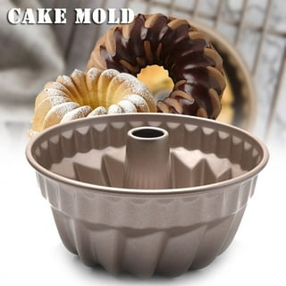 Fancy 1Pc Fluted Tube Bundt Cake Pan Carbon Steel Quick Release Coating,  Non-Stick Bakeware, Heavy Duty Performance,14*7.5cm Silver