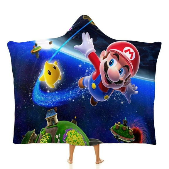 Fly Super Mario Soft Wearable Blanket Hoodie Hooded Blanket Warm Decor Gift For Kids Adult For Sofa Bed Office