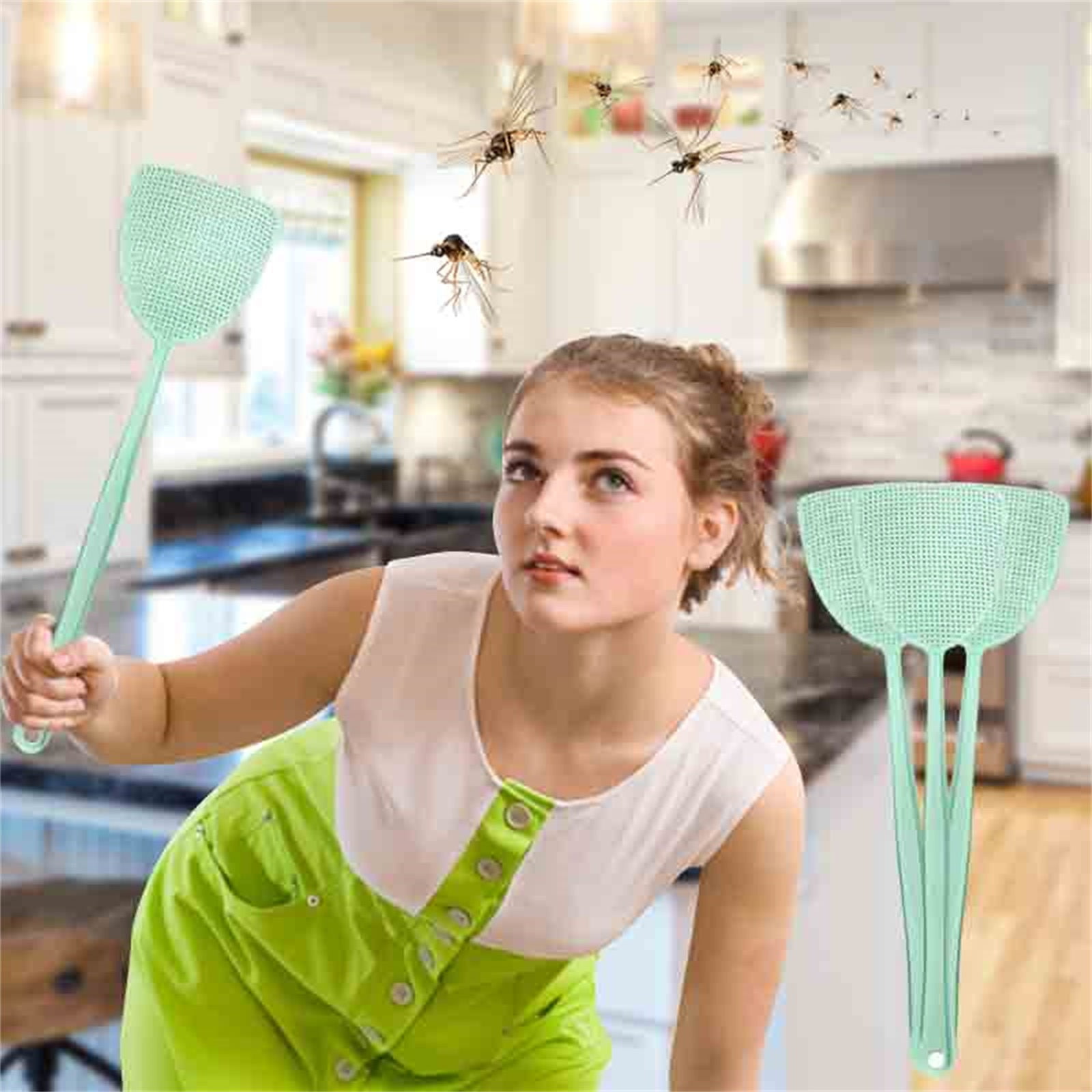 Fly Swatter,3 Pack Plastic Heavy Duty Manual Fly Killer, Long Handle