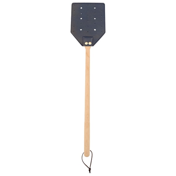 Fly Swatter, Leather Fly Swat with Long Wood Handle and Hanging, Fly Catcher Insect Mosquito Wasp Pest Control for Indoor Outdoor Home Fly, Navy