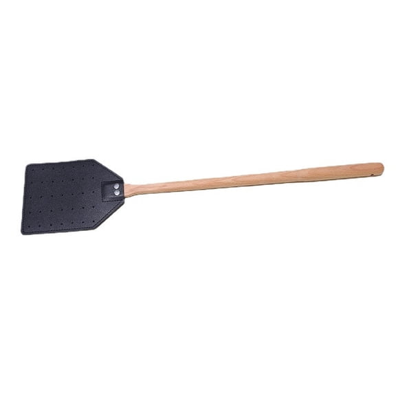 Fly Swatter, Leather Fly Swatter Set, Long Wooden Handle With Hanging Hole Insect Mosquito Swatter, Control for Indoor Outdoor Home Fly