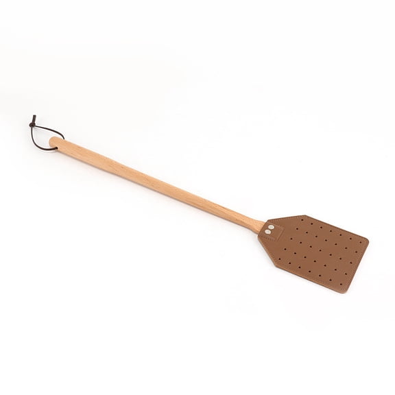 Fly Swatter, Leather Fly Swatter Set, Long Wooden Handle With Hanging Hole Insect Mosquito Swatter, Control for Indoor Outdoor Home Fly
