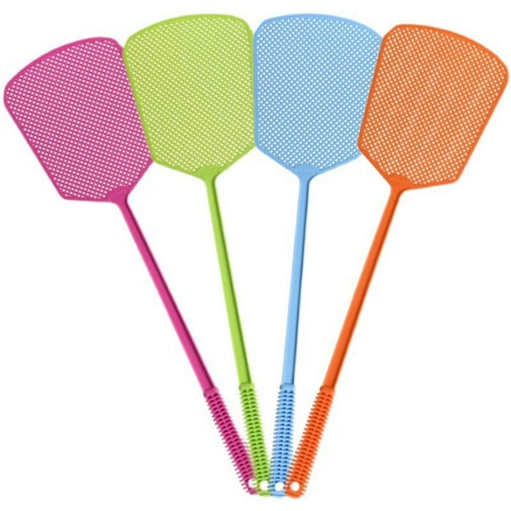 Fly Swatter,Plastic Flyswatters Multi-Pack,4Bulk Vibrant Colorful Fly Killer,Long Handle Bug Swatter for Indoor and Outdoor