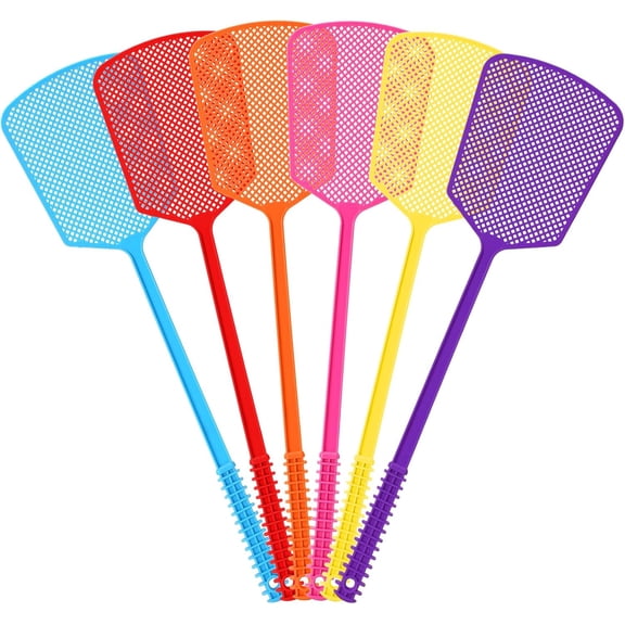 Fly Swatter,Plastic Flyswatters Multi-Pack,6 Bulk Vibrant Colorful Killer,Long Handle Bug Swatter for Indoor and Outdoor