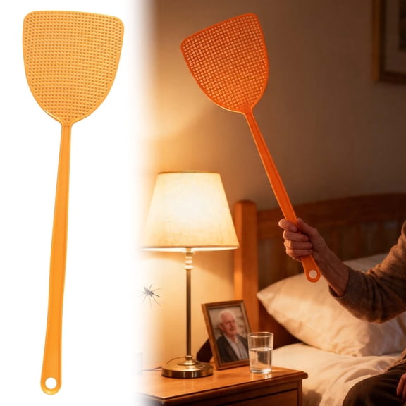 Fly Swatter for Indoors Durable Plastic Fly Swatter Heavy Duty Fly Swatter Manual Fly Swatters Mesh Head Long Handle Fly Swat Shatter Bug Swatter
