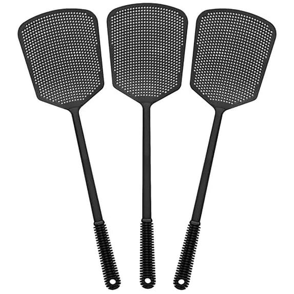 Fly Swatters-Flexible Heavy Duty Thick Fly Swatters with Bigger Paddle, Black 3 Pack