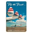 thumbnail image 1 of Fly The Finest Super Lockheed Constellation (Connie) - Vintage Airline Travel Poster by Frank Soltesz 1952 - 8 x 12 inch Vintage Wood Art Sign, 1 of 4