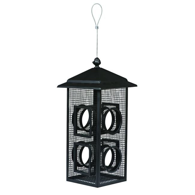 Black Metal Fly-Through Hanging Wild Bird Feeder