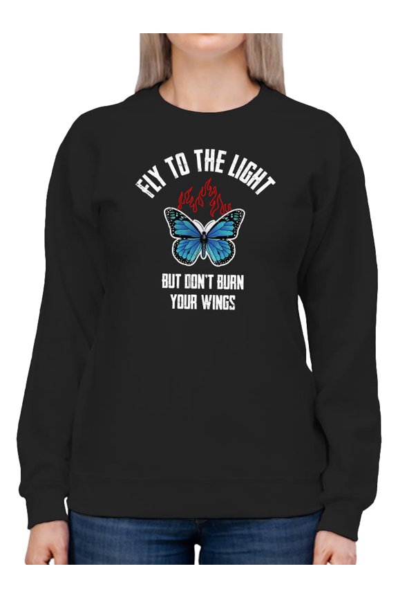 Fly To The Light, Butterfly Sweatshirt Women -Smartprints Designs, Female Small