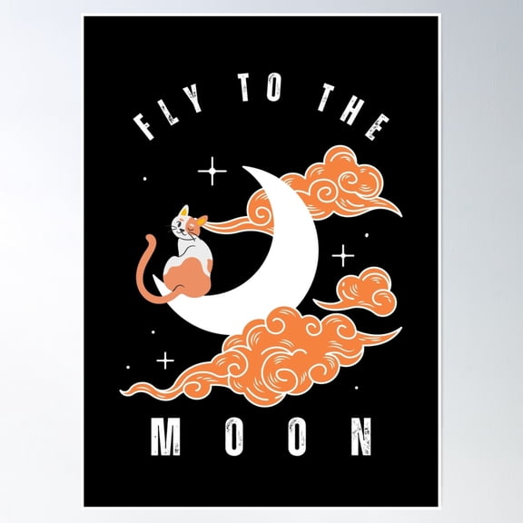 Fly To The Moon Design Poster Wall Art, Modern Wall Decor, 8x12 UNFRAMED