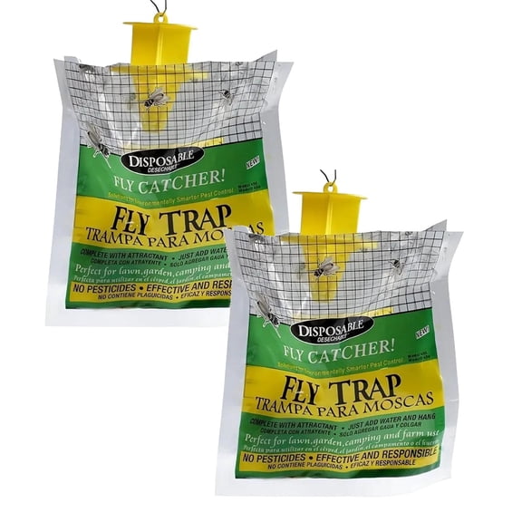 Fly Trap, Disposable Fly Trap Outdoor – Hanging Fly Catcher with Attractant Bait, Fly Bag for Patio, Yard, Trash & Farm Areas – Easy to Use Outdoor Fly Control