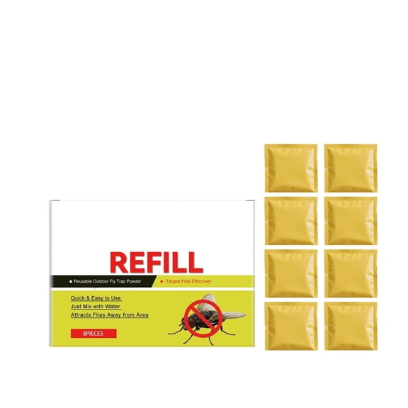 Fly Trap Refill Pack, 8 Pieces Outdoor Fly Trap Attractant, Water-Soluble Bait for Effective Pest Control, Easy to Use and Long-Lasting Solution