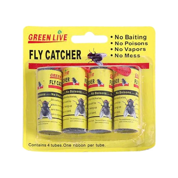 Fly Traps for Indoors Outdoor, Fly Paper Strips Sticky Hanging, Fruit Fly Strips,Fly Tape Catcher Ribbon, Fruit Fly Gnat Trap Killer Fly Traps for Inside Home(4 Pcs Yellow)
