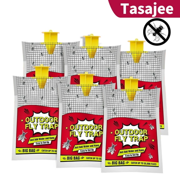 Fly Traps Outdoor, Big Bag Fly Catchers Outdoor - 6 Traps, Fly Traps Outdoor Hanging, Fly Bags Outdoor Disposable, Horse Fly Trap, Fly Killer, Stable Horse Ranch Orchard Fly Trap