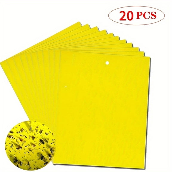 Fly Traps Outdoor Hanging Double Sided Sticky Insect Boards,Flying Insect Gnat Glue Paper Catcher Yellow Cards for Indoor Outdoor 10cm*15cm 20pc