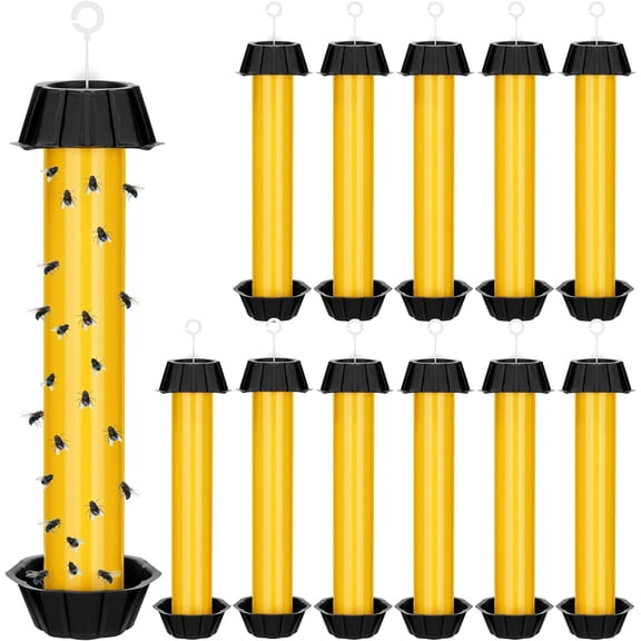 Fly Traps for Indoor Outdoor Hanging Fruit Fly Stick Trap Sticky Mosquito for Home Insect 10 x 2.5 Inches(Yellow,12 Pcs)